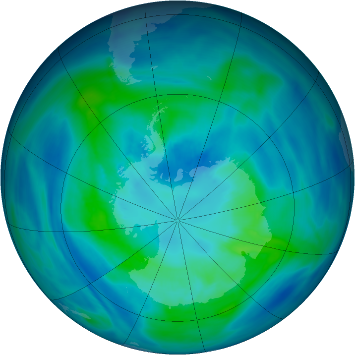 Antarctic ozone map for 03 April 2006
